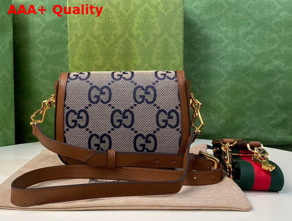 Gucci Horsebit 1955 Mini Bag in Beige and Blue Jumbo GG Canvas Replica