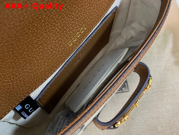 Gucci Horsebit 1955 Mini Bag in Beige and Blue Jumbo GG Canvas Replica