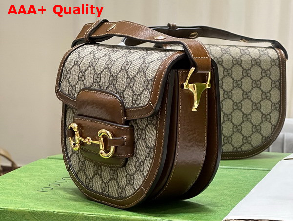 Gucci Horsebit 1955 Mini Rounded Bag in Beige and Ebony GG Supreme Canvas 760191 Replica