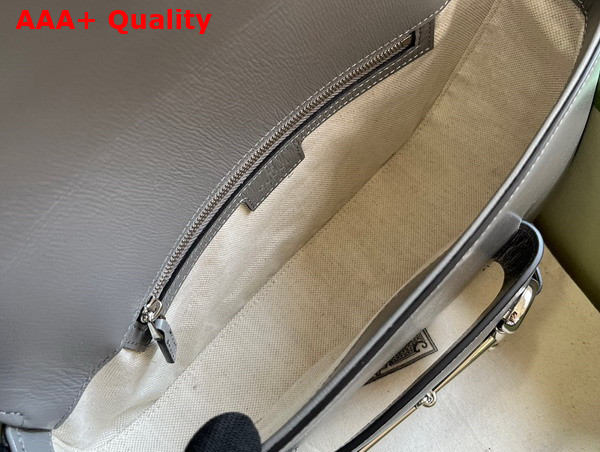 Gucci Horsebit 1955 Shoulder Bag in Grey Leather 764155 Replica