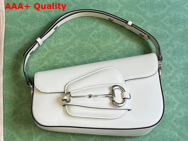 Gucci Horsebit 1955 Shoulder Bag in White Leather 764155 Replica
