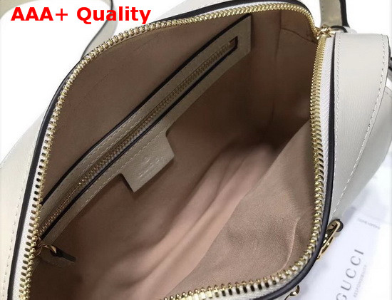 Gucci Horsebit 1955 Small Shoulder Bag Beige and Ebony GG Supreme Canvas White Leather Details 645454 Replica