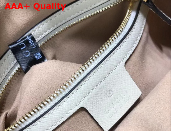 Gucci Horsebit 1955 Small Shoulder Bag Beige and Ebony GG Supreme Canvas White Leather Details 645454 Replica