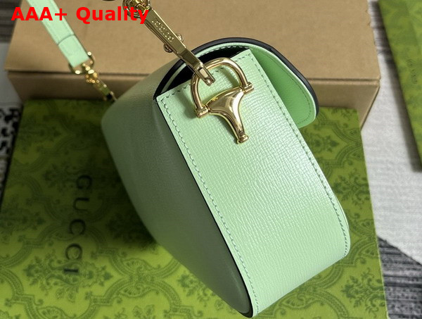 Gucci Horsebit 1955 Small Shoulder Bag in Light Green Leather 735178 Replica