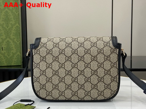 Gucci Horsebit 1955 Soft Mini Shoulder Bag in Beige and Dark Brown New GG Monogram Coated Fabric and Black Leather Trim 815205 Replica