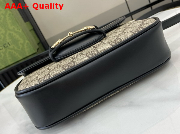 Gucci Horsebit 1955 Soft Mini Shoulder Bag in Beige and Dark Brown New GG Monogram Coated Fabric and Black Leather Trim 815205 Replica