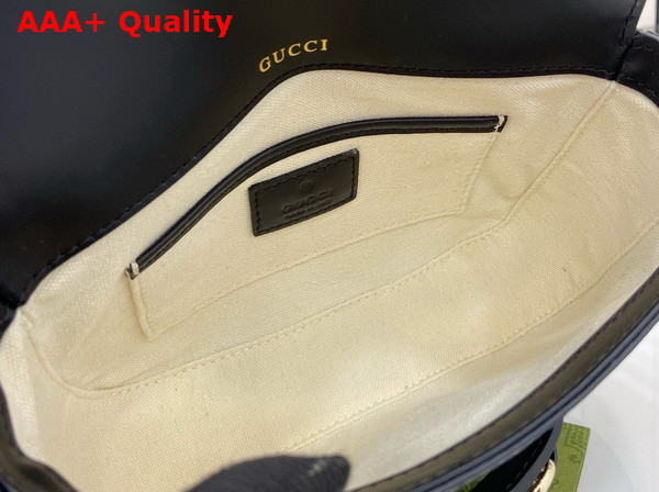 Gucci Horsebit 1955 Soft Mini Shoulder Bag in Beige and Dark Brown New GG Monogram Coated Fabric and Black Leather Trim 815205 Replica