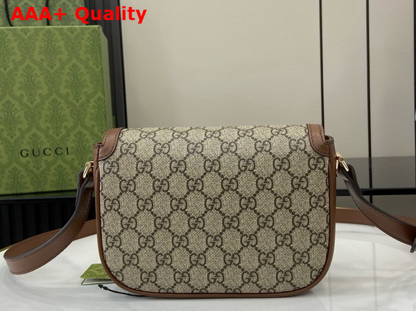 Gucci Horsebit 1955 Soft Mini Shoulder Bag in Beige and Dark Brown New GG Monogram Coated Fabric and Brown Leather Trim 815205 Replica