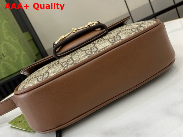 Gucci Horsebit 1955 Soft Mini Shoulder Bag in Beige and Dark Brown New GG Monogram Coated Fabric and Brown Leather Trim 815205 Replica
