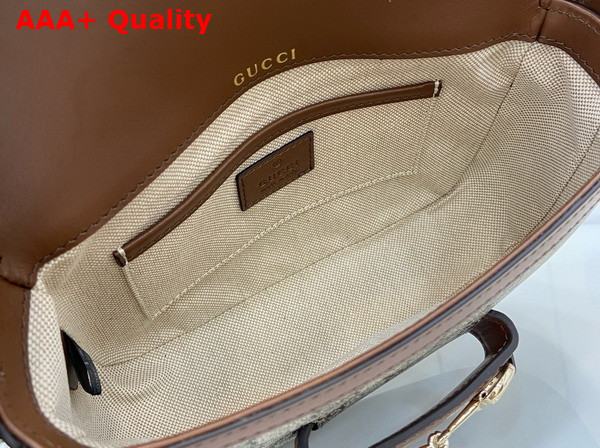 Gucci Horsebit 1955 Soft Mini Shoulder Bag in Beige and Dark Brown New GG Monogram Coated Fabric and Brown Leather Trim 815205 Replica