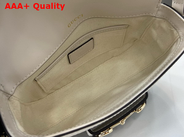 Gucci Horsebit 1955 Soft Mini Shoulder Bag in Beige and Dark Brown New GG Monogram Coated Fabric and White Leather Trim 815205 Replica