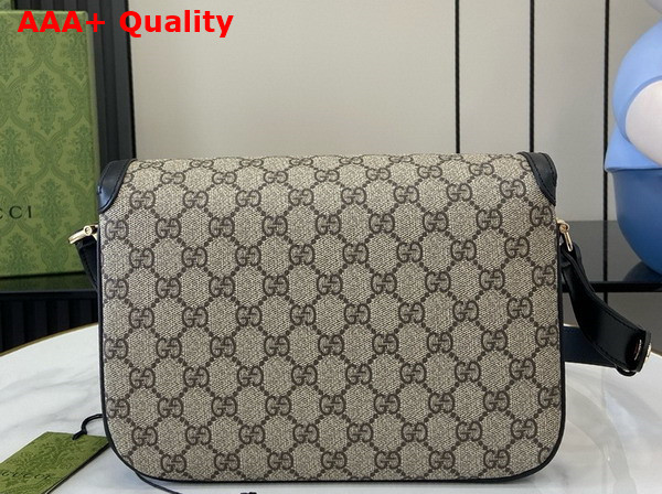 Gucci Horsebit 1955 Soft Small Shoulder Bag in Beige and Dark Brown New GG Monogram Coated Fabric and Black Leather Trim 815178 Replica