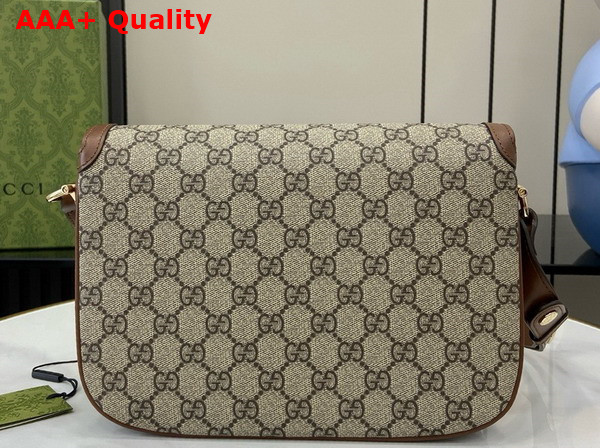 Gucci Horsebit 1955 Soft Small Shoulder Bag in Beige and Dark Brown New GG Monogram Coated Fabric and Brown Leather Trim 815178 Replica