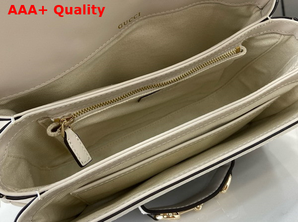 Gucci Horsebit 1955 Soft Small Shoulder Bag in Beige and Dark Brown New GG Monogram Coated Fabric and White Leather Trim 815178 Replica