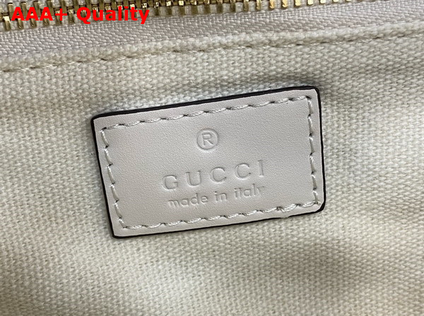Gucci Horsebit 1955 Soft Small Shoulder Bag in Beige and Dark Brown New GG Monogram Coated Fabric and White Leather Trim 815178 Replica