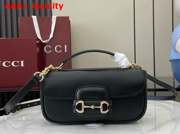 Gucci Horsebit 1955 Soft Small Top Handle Bag in Black Leather 815206 Replica