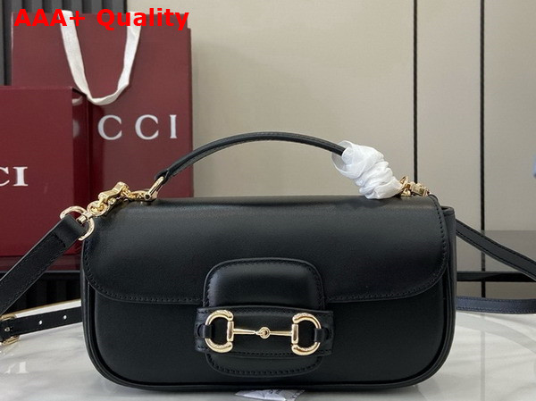 Gucci Horsebit 1955 Soft Small Top Handle Bag in Black Leather 815206 Replica