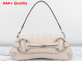 Gucci Horsebit Chain Medium Shoulder Bag in White Leather 764255 Replica