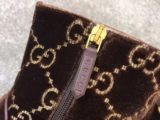 Gucci Horsebit GG Velvet Boot with Crystals Brown GG Velvet