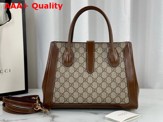 Gucci Jackie 1961 Medium Tote Bag in Beige Ebony GG Supreme Canvas 649016 Replica