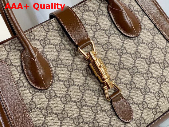 Gucci Jackie 1961 Medium Tote Bag in Beige Ebony GG Supreme Canvas 649016 Replica