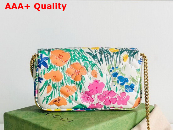Gucci Ken Scott Print GG Marmont Matelasse Leather Super Mini Bag Ivory Leather 476433 Replica
