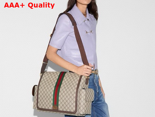 Gucci Large GG Diaper Bag in Beige and Dark Brown GG Supreme Canvas 819287 Replica