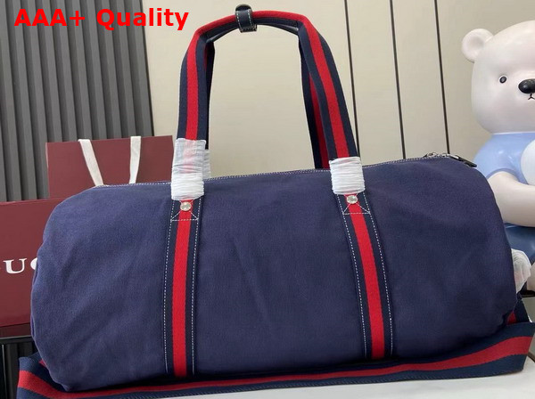 Gucci Large Printed Canvas Duffle Bag in Dark Blue Canvas 816866 Replica
