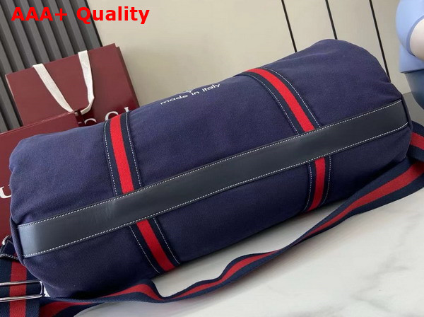 Gucci Large Printed Canvas Duffle Bag in Dark Blue Canvas 816866 Replica