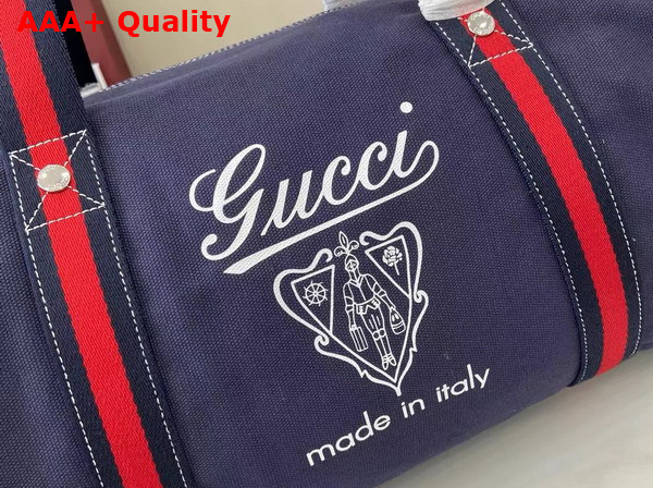 Gucci Large Printed Canvas Duffle Bag in Dark Blue Canvas 816866 Replica