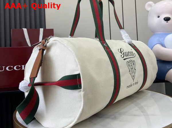 Gucci Large Printed Canvas Duffle Bag in Off White Canvas 816866 Replica