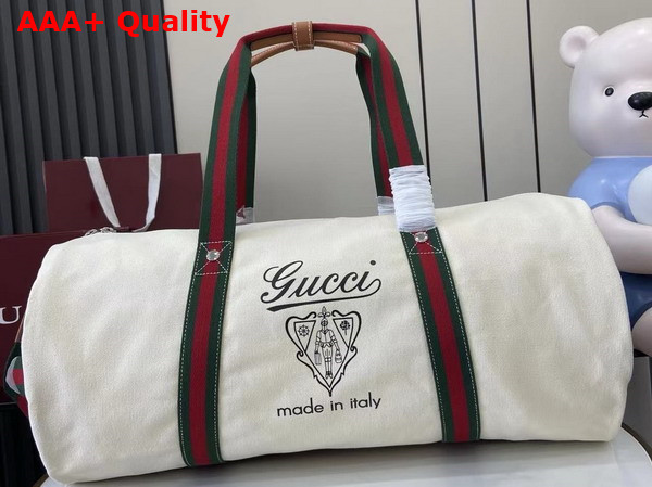 Gucci Large Printed Canvas Duffle Bag in Off White Canvas 816866 Replica