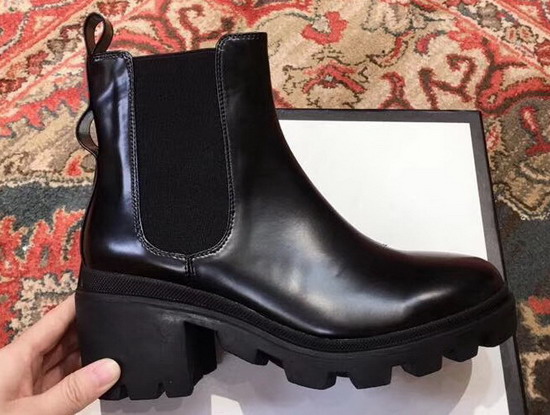 Gucci Leather Ankle Boot with Belt Black Leather 550036