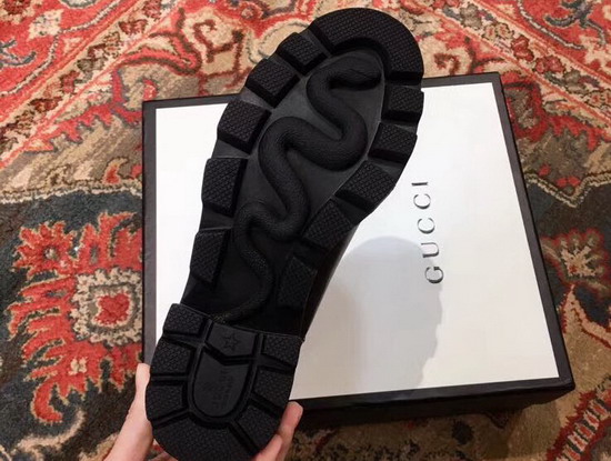 Gucci Leather Ankle Boot with Belt Black Leather 550036