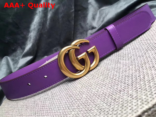 Gucci Leather Belt Leather with Double G Buckle Purple Calfskin Replica