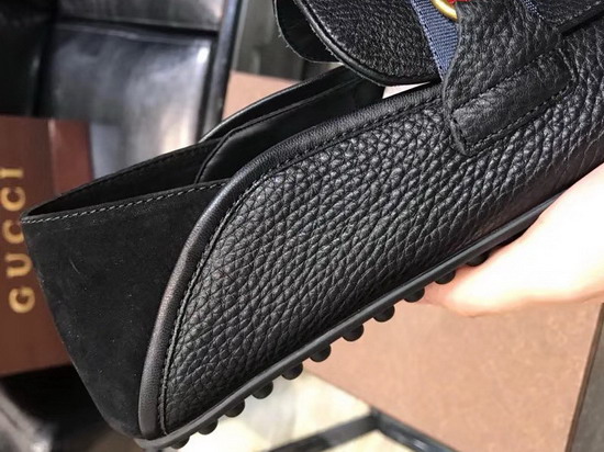 Gucci Leather Driver with Web Black Leather