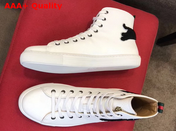 Gucci Leather High Top Sneaker in White with Panther Replica