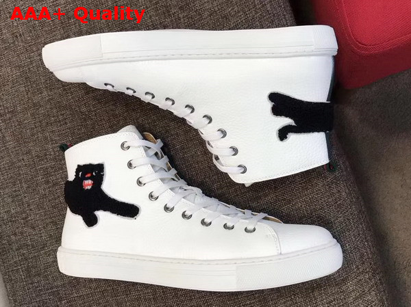 Gucci Leather High Top Sneaker in White with Panther Replica