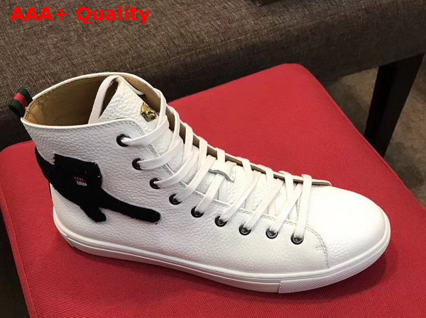 Gucci Leather High Top Sneaker in White with Panther Replica