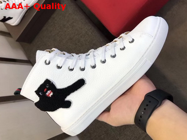 Gucci Leather High Top Sneaker in White with Panther Replica