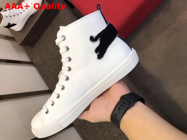 Gucci Leather High Top Sneaker in White with Panther Replica