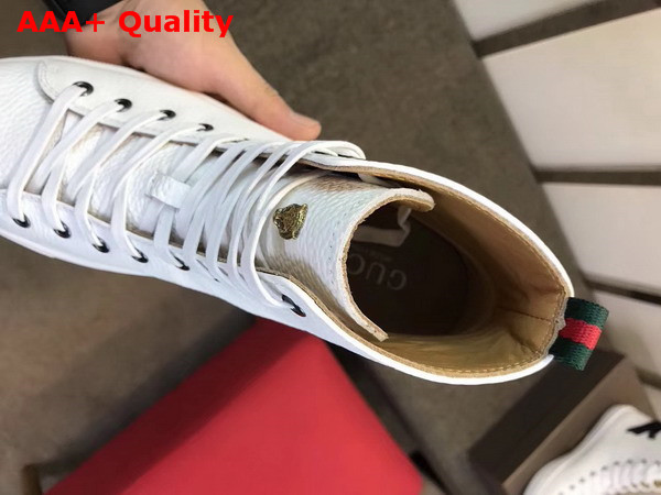 Gucci Leather High Top Sneaker in White with Panther Replica