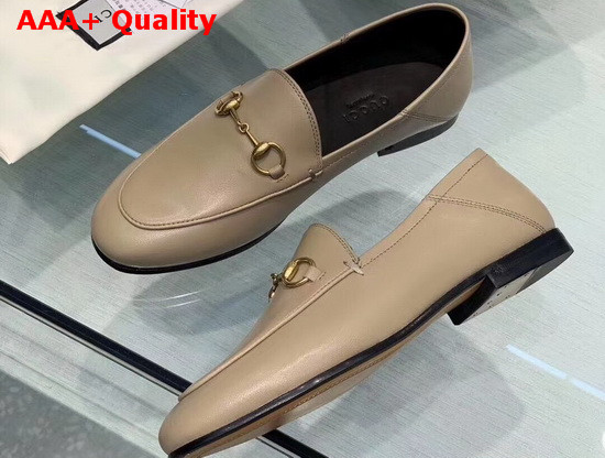 Gucci Leather Horsebit Loafer in Beige Leather 414998 Replica