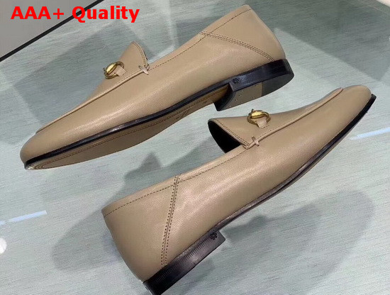 Gucci Leather Horsebit Loafer in Beige Leather 414998 Replica
