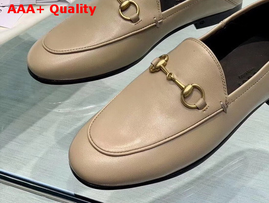 Gucci Leather Horsebit Loafer in Beige Leather 414998 Replica