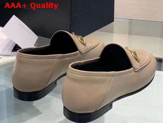 Gucci Leather Horsebit Loafer in Beige Leather 414998 Replica