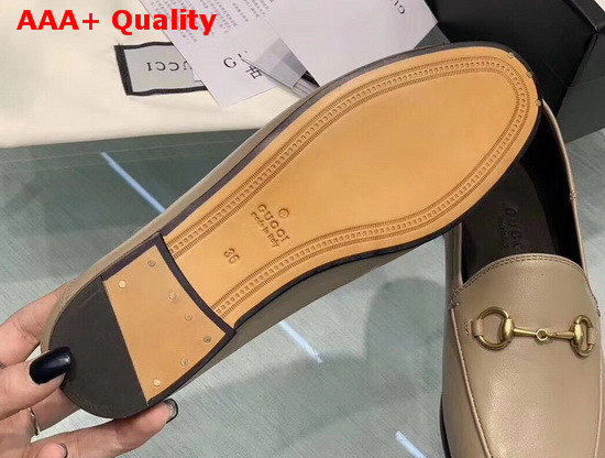 Gucci Leather Horsebit Loafer in Beige Leather 414998 Replica