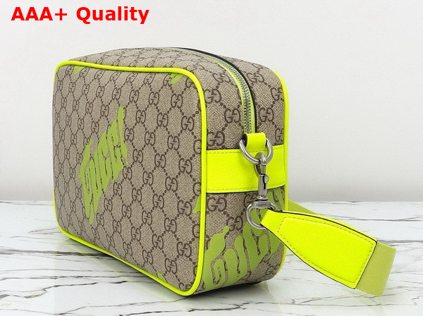 Gucci Medium Crossbody Bag with Print Beige and Dark Brown GG Monogram Coated Fabric Acid Green Leather Trim 839380 Replica