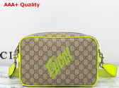 Gucci Medium Crossbody Bag with Print Beige and Dark Brown GG Monogram Coated Fabric Acid Green Leather Trim 839380 Replica