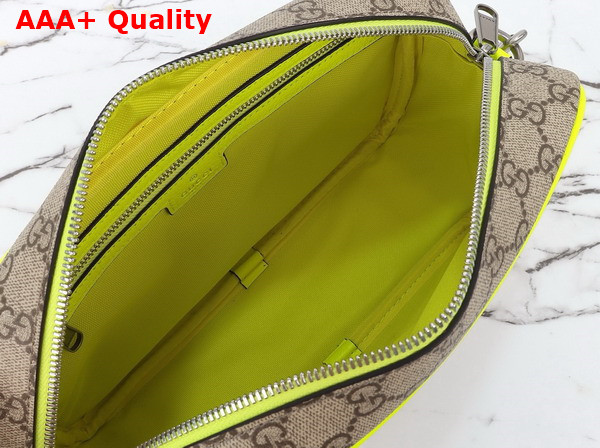 Gucci Medium Crossbody Bag with Print Beige and Dark Brown GG Monogram Coated Fabric Acid Green Leather Trim 839380 Replica